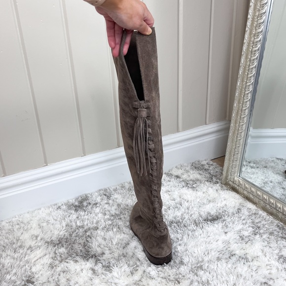 Frye Tina Tassel Lace Up Over the Knee Boots Size 6 - Picture 5 of 9